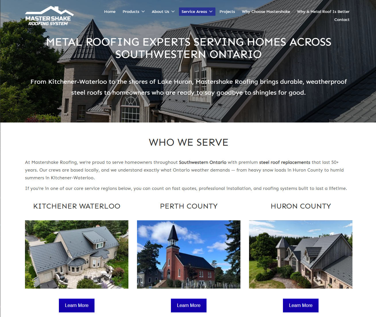 Mastershake Roofing Service Areas