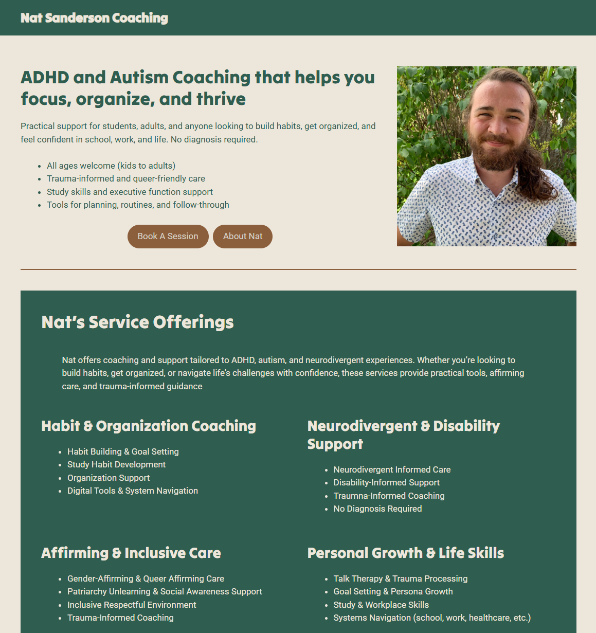 Nat Sanderson Coach Website